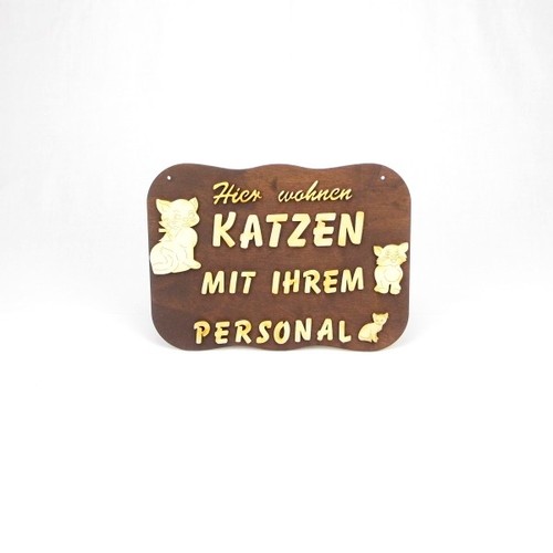 Türschild aus holz katze mit - türschild,